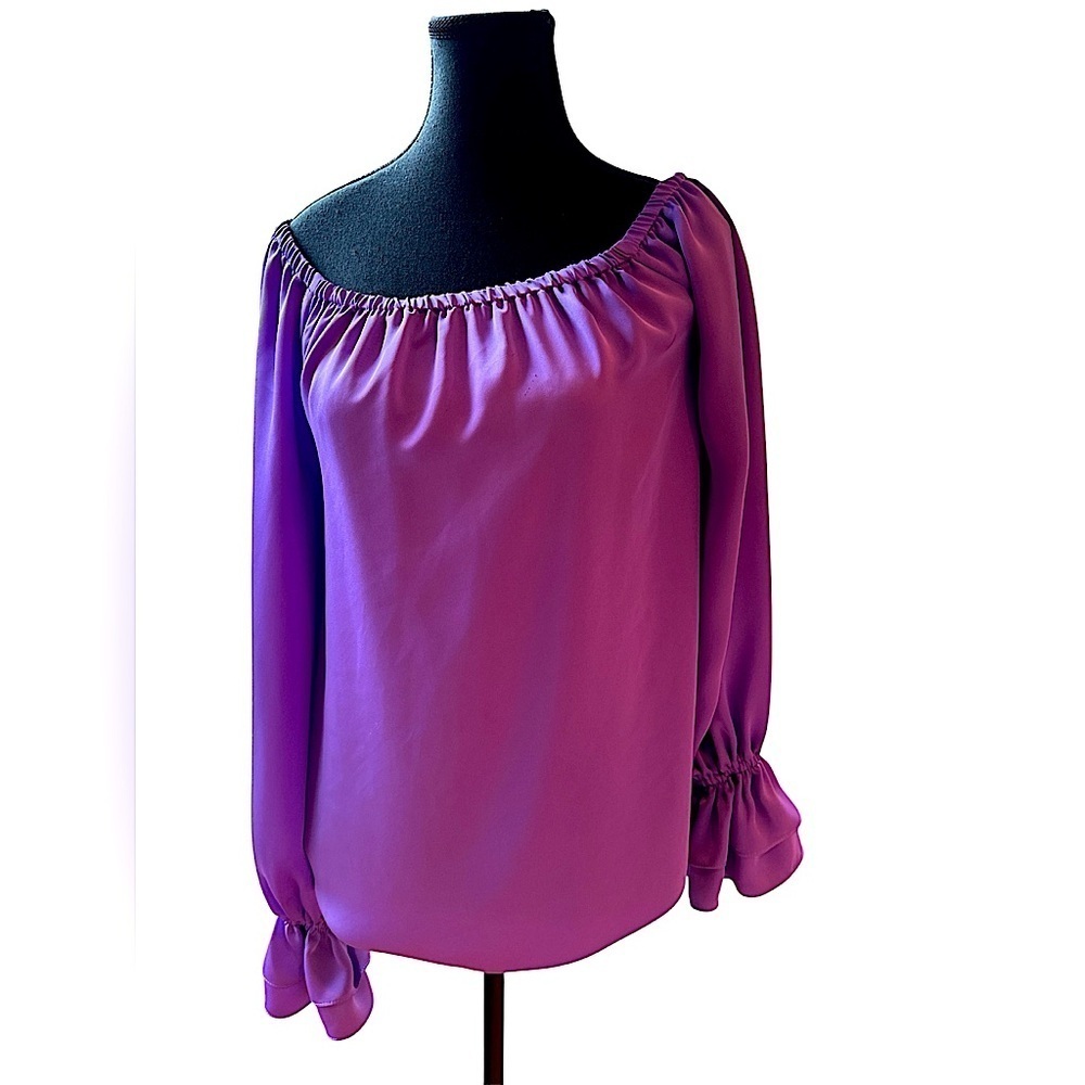 👗Ramy Brook Murphy off shoulder purple top shirt size S